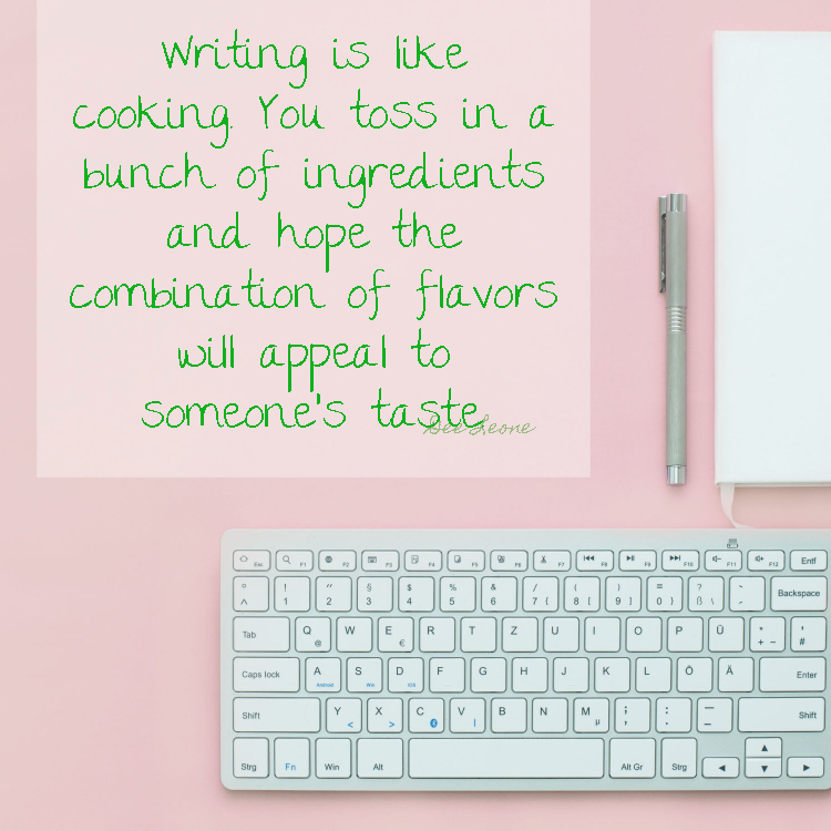 marketing calendar post - writing is like cooking quote